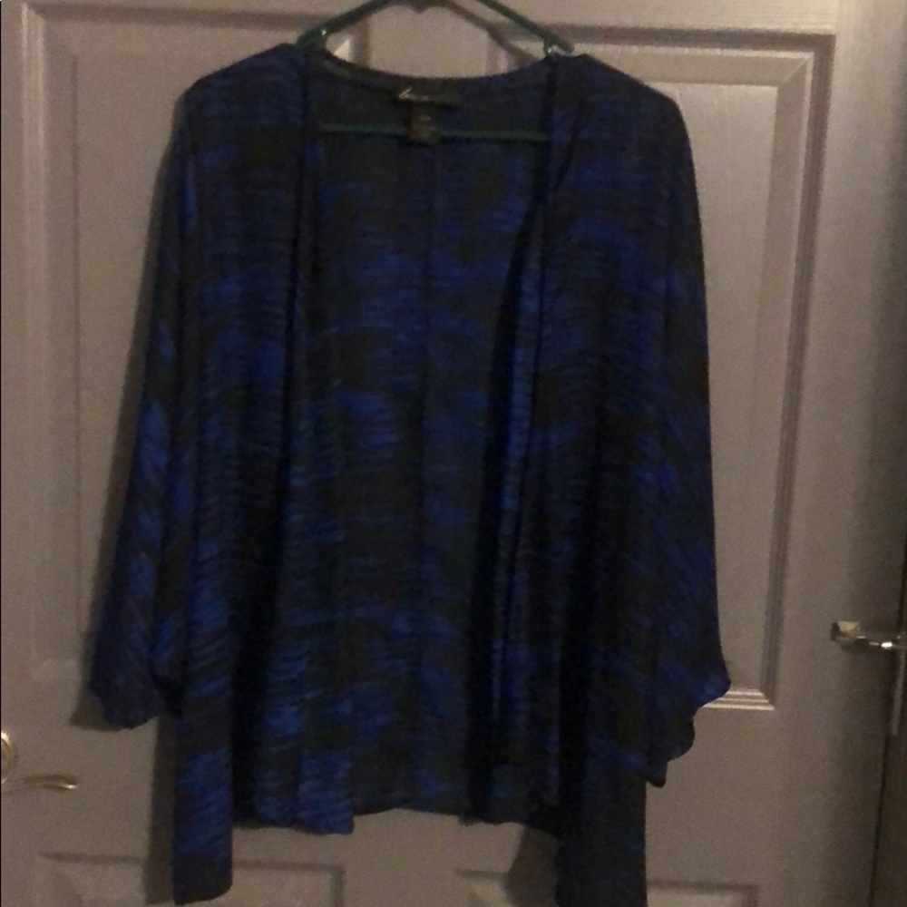 Blue and black kimono.